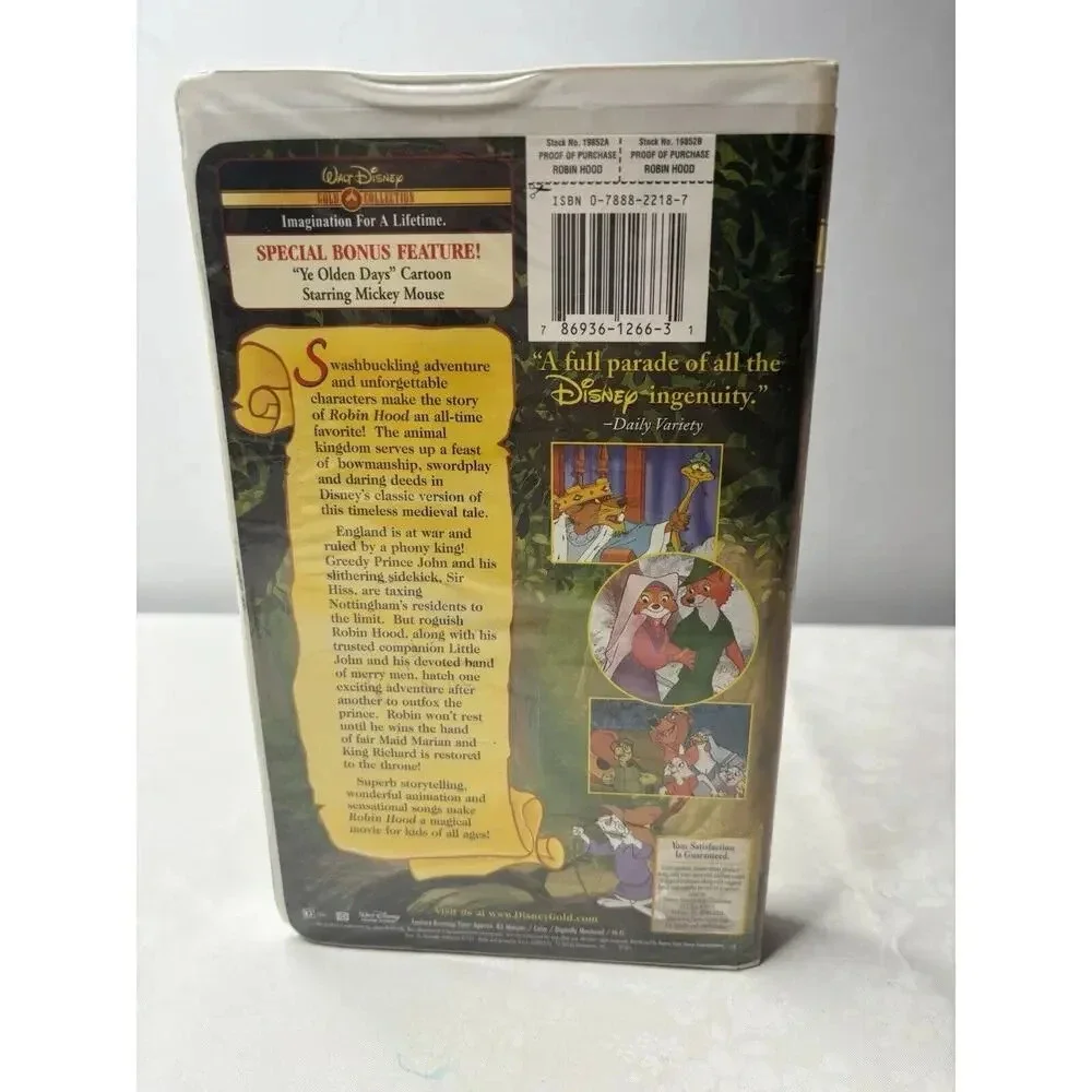 Walt Disney's Robin Hood Masterpiece Collection (VHS Tape) 1994 Clamshell Case - Picture 2 of 3